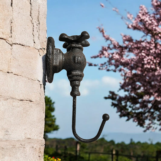 Vintage Cast Iron Faucet Hook – Industrial Farmhouse Wall Accent