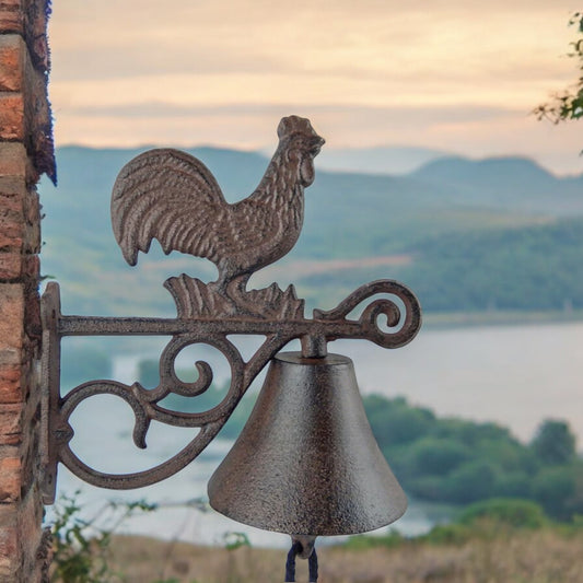 Farmhouse Cast Iron Rooster Doorbell – Rustic Countryside Welcome Chime