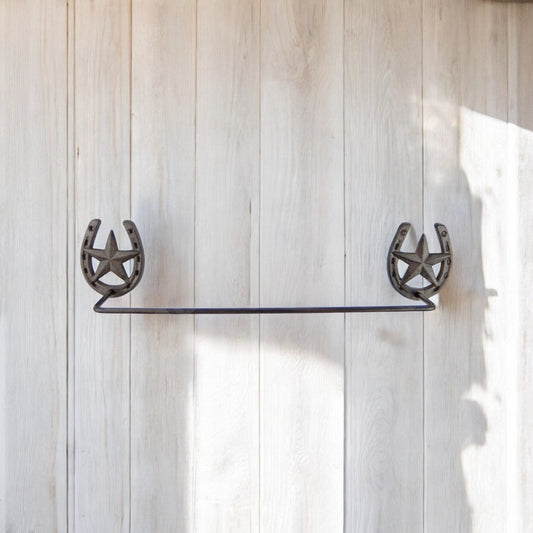 Country Cast Iron Horseshoe Towel Rack - Western Farmhouse Decor