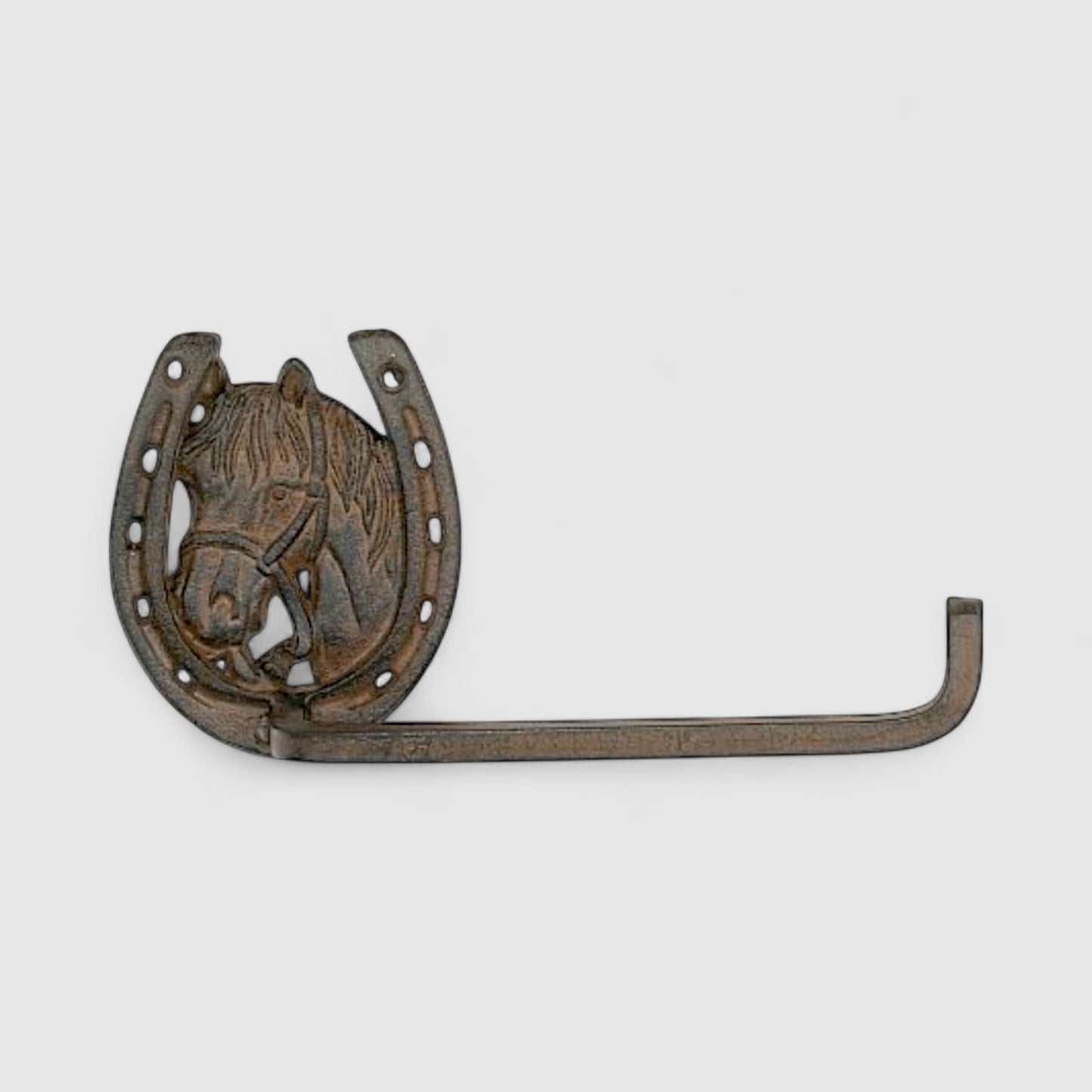 Cast Iron Horse Head and Horseshoe Tissue Holder - Rustic Western Bathroom Decor