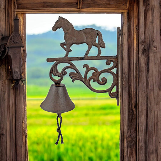 Equestrian Cast Iron Horse Bell – Rustic Farmhouse Door Chime