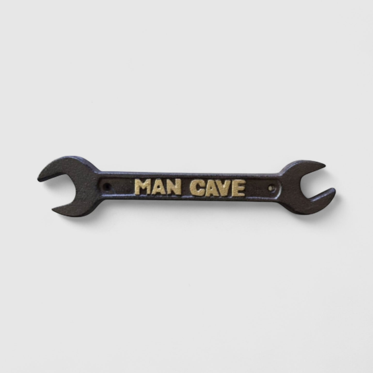 Cast Iron Spanner Wrench Man Cave Plaque, Rugged Industrial Decor