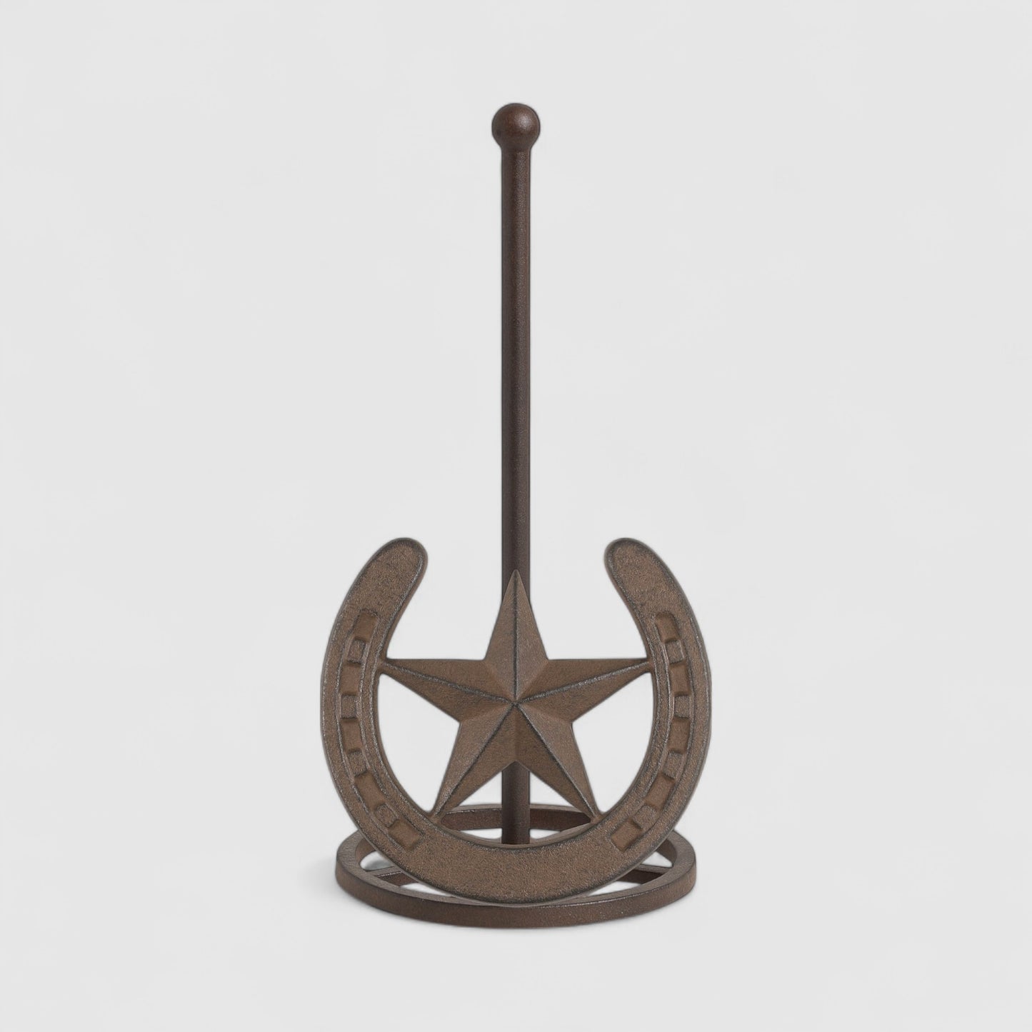 Rustic Cast Iron Star and Horseshoe Paper Towel Holder - Western Kitchen Decor