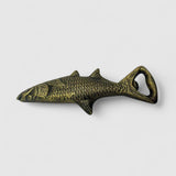Distressed bronze fish bottle opener 3D view, functional bar kitchen decor