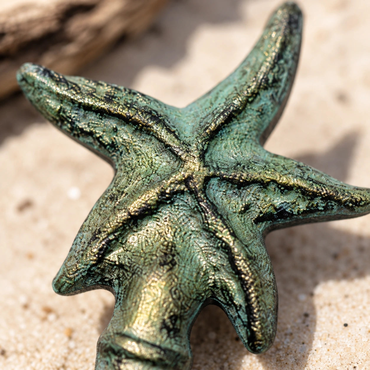 Starfish Bottle Opener, Green Bronze Cast Iron Coastal Bar Tool, 5.3" GB58021 shot 2