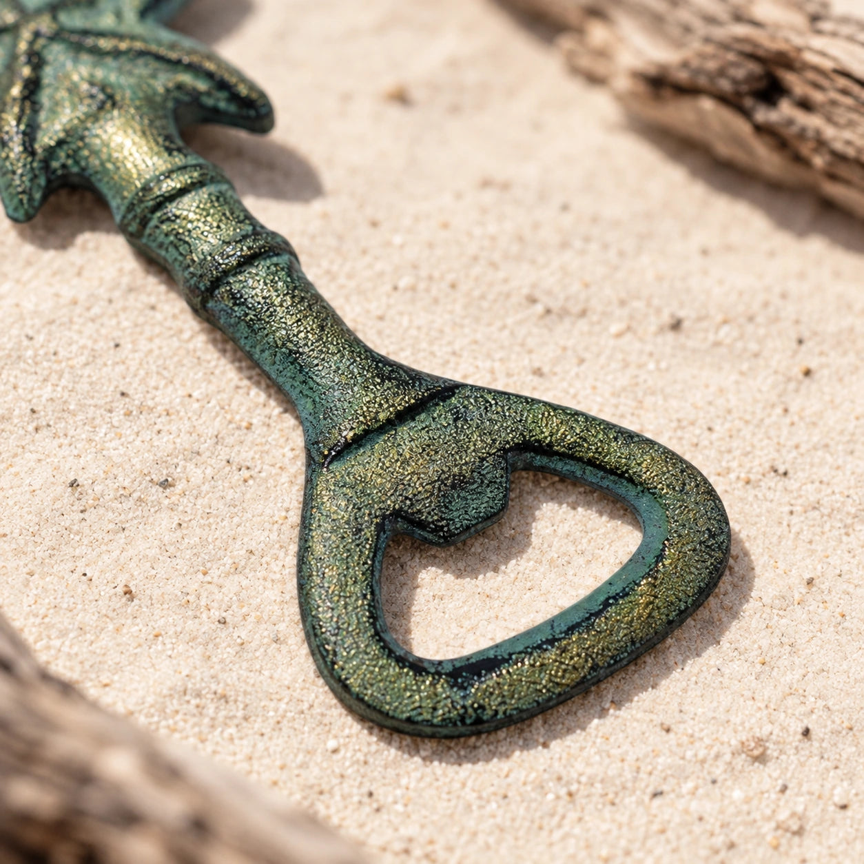 Starfish Bottle Opener, Green Bronze Cast Iron Coastal Bar Tool, 5.3" GB58021 shot 3