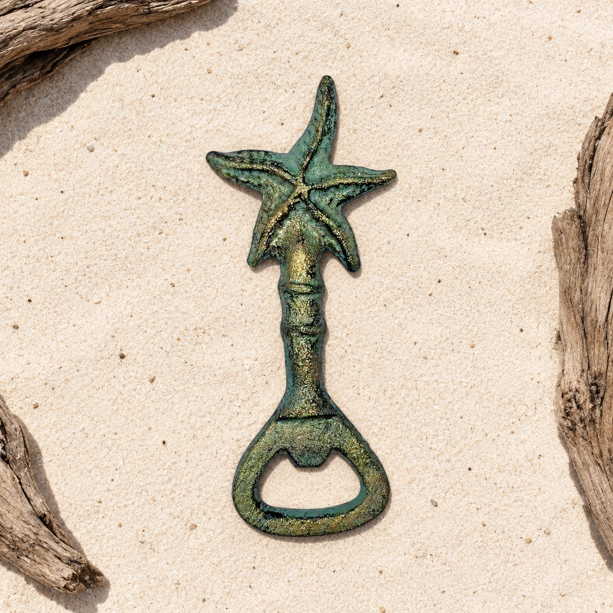 Starfish Bottle Opener, Green Bronze Cast Iron Coastal Bar Tool, 5.3" GB58021 shot 4
