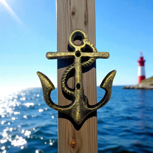 Marine Anchor Hook, Cast Iron Nautical Wall Decor Hook