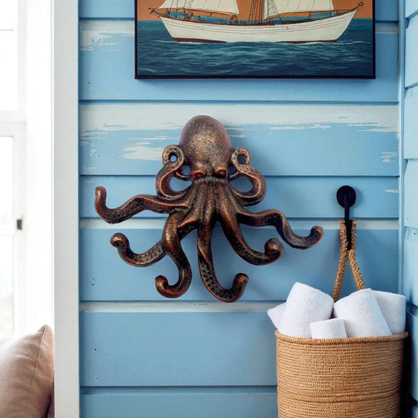 Octopus Hook, Cast Iron Copper Nautical Wall Hook