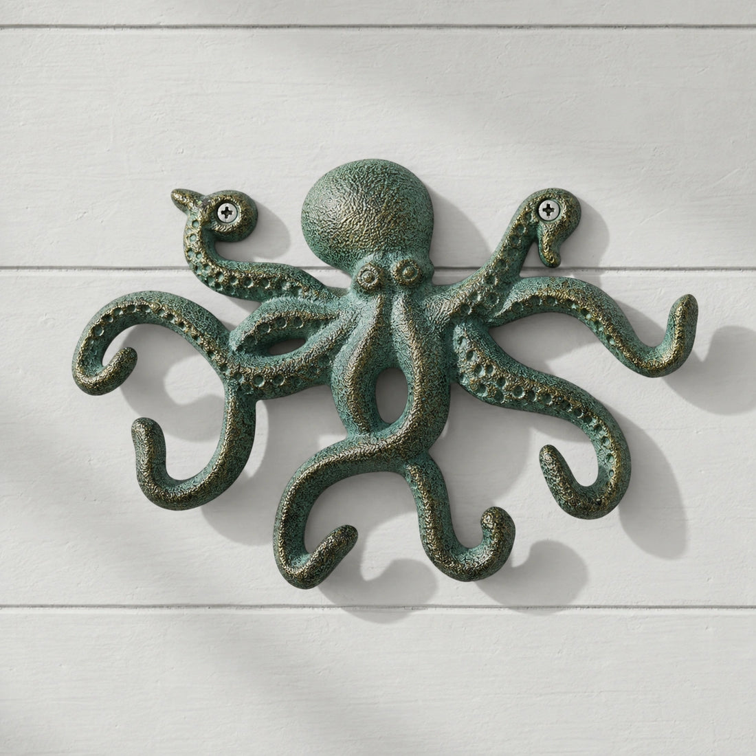 Octopus Wall Hook, Green Bronze Cast Iron for Coats, Keys or Towels, 9.7" GB58024 shot 1