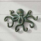 Octopus Wall Hook, Green Bronze Cast Iron for Coats, Keys or Towels, 9.7" GB58024 shot 1