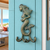 Mermaid Wall Hook, Green Patina Cast Iron for Keys, Towels or Jewelry, 5.7" GB58027 shot 2