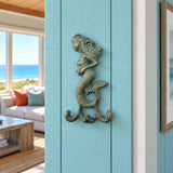 Mermaid Wall Hook, Green Patina Cast Iron for Keys, Towels or Jewelry, 5.7" GB58027 shot 1