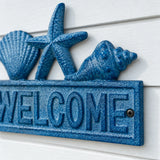 Coastal Welcome Wall Sign, Blue Cast Iron with Seashells, 7.9" GB58028 shot 3