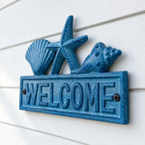 Coastal Welcome Wall Sign, Blue Cast Iron with Seashells, 7.9" GB58028 shot 4