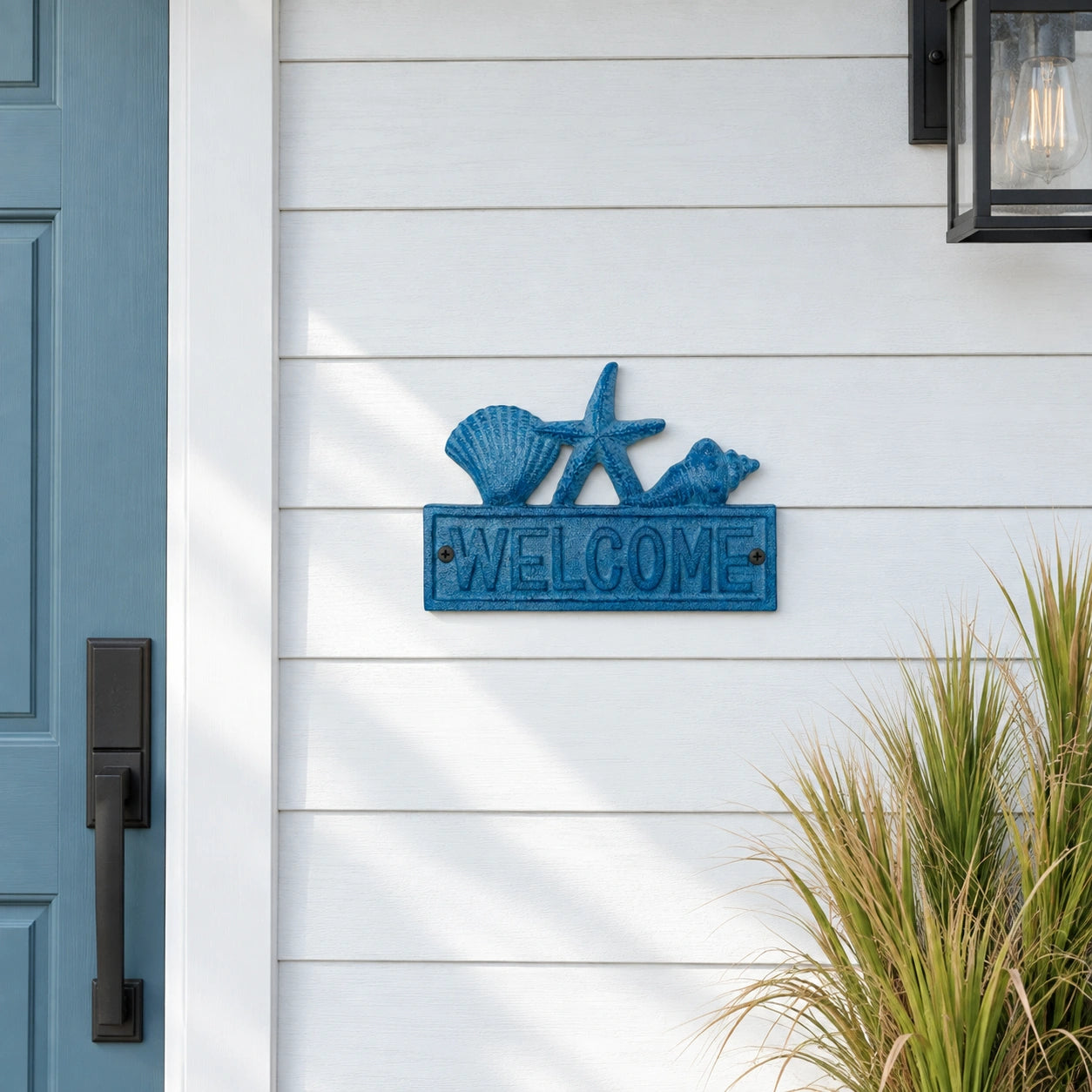 Coastal Welcome Wall Sign, Blue Cast Iron with Seashells, 7.9" GB58028 shot 5