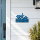 Coastal Welcome Wall Sign, Blue Cast Iron with Seashells, 7.9" GB58028 shot 5