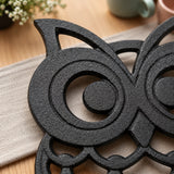 Owl Trivet and Pot Holder, Black Cast Iron for Farmhouse Kitchen, 7.9" GB58029 shot 2