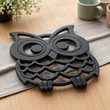 Owl Trivet and Pot Holder, Black Cast Iron for Farmhouse Kitchen, 7.9" GB58029 shot 3