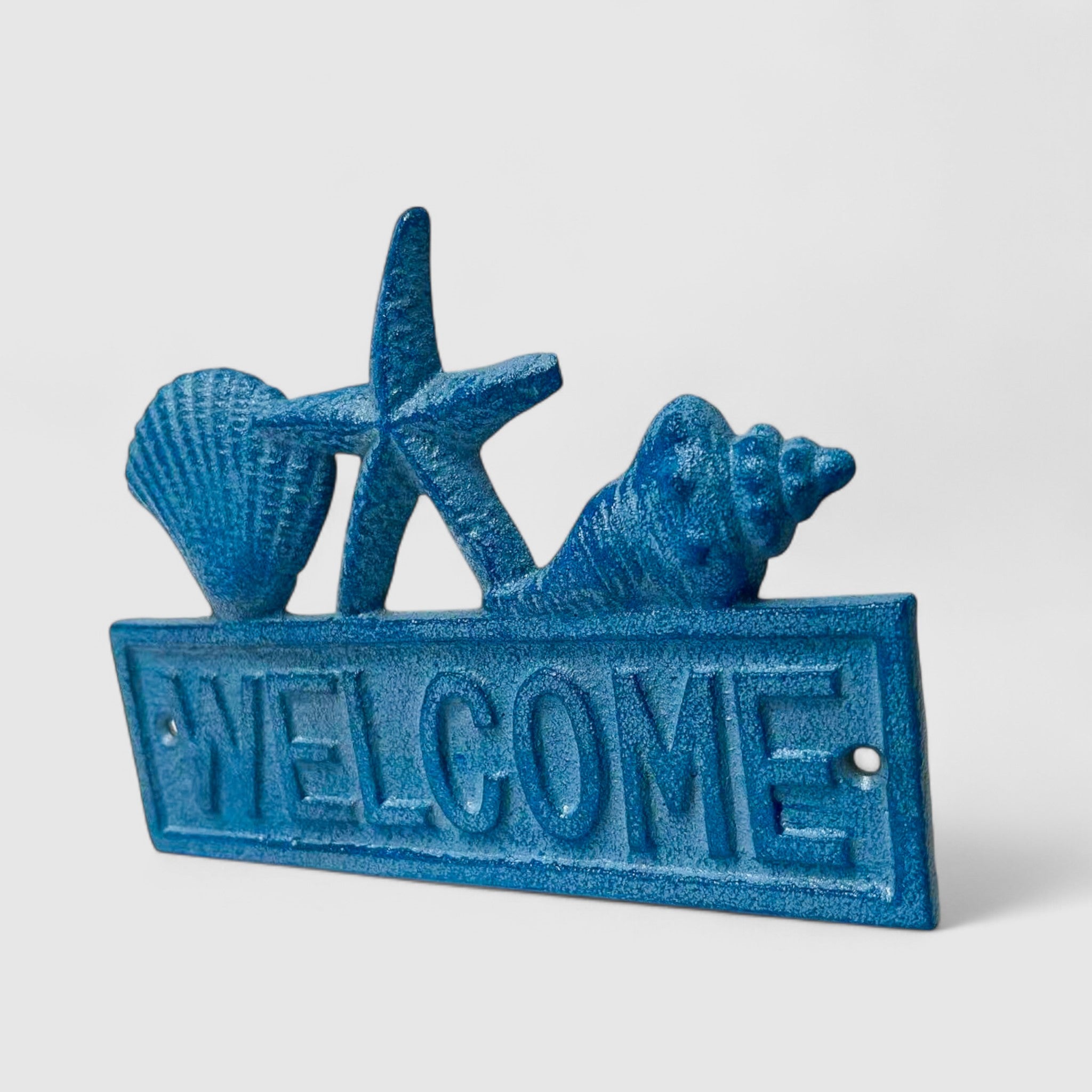 Coastal Welcome Sign, Cast Iron Beach Wall Decor