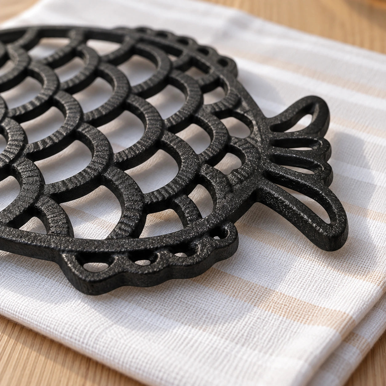 Fish Trivet and Pot Holder, Black Cast Iron for Coastal Kitchen, 7.7" GB58030 shot 3