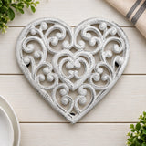 Heart Trivet and Pot Holder, Distressed White Cast Iron, 8.1" GB58031 shot 4