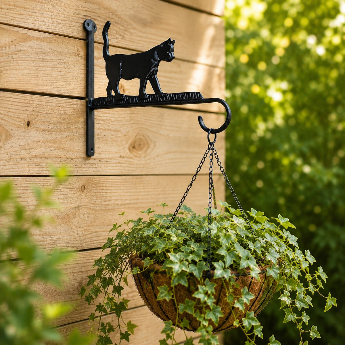 Cat Plant Hanger, Cast Iron Wall Bracket, Outdoor Garden, 13" GB78003 shot 1