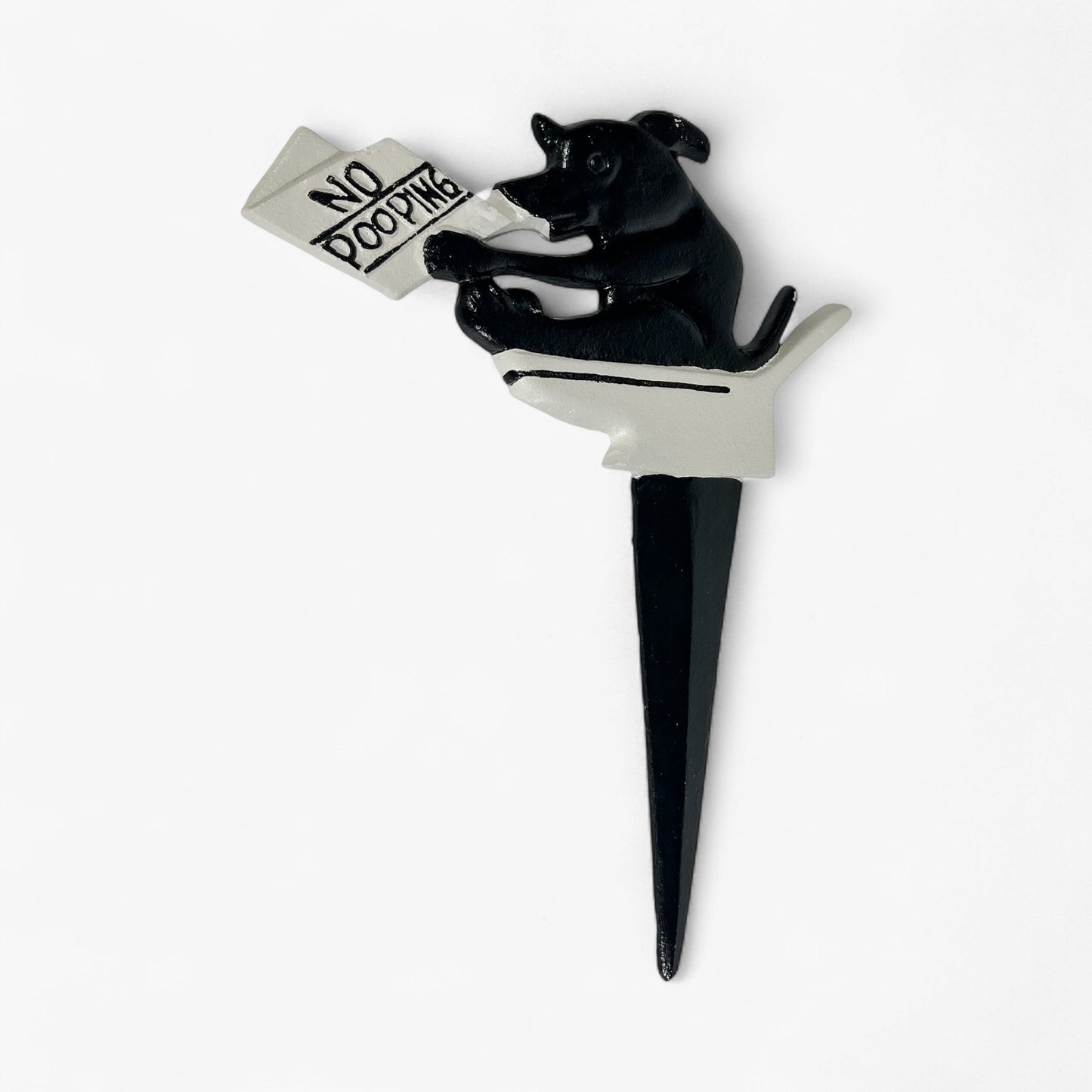 Dog No Pooping Garden Stake Cast Iron Yard Decor