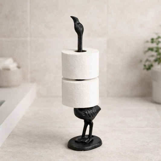Flamingo Toilet Paper Holder Cast Iron Black Kitchen Decor