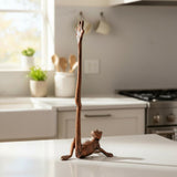 Frog Paper Towel Holder Weathered Copper Cast Iron Decor