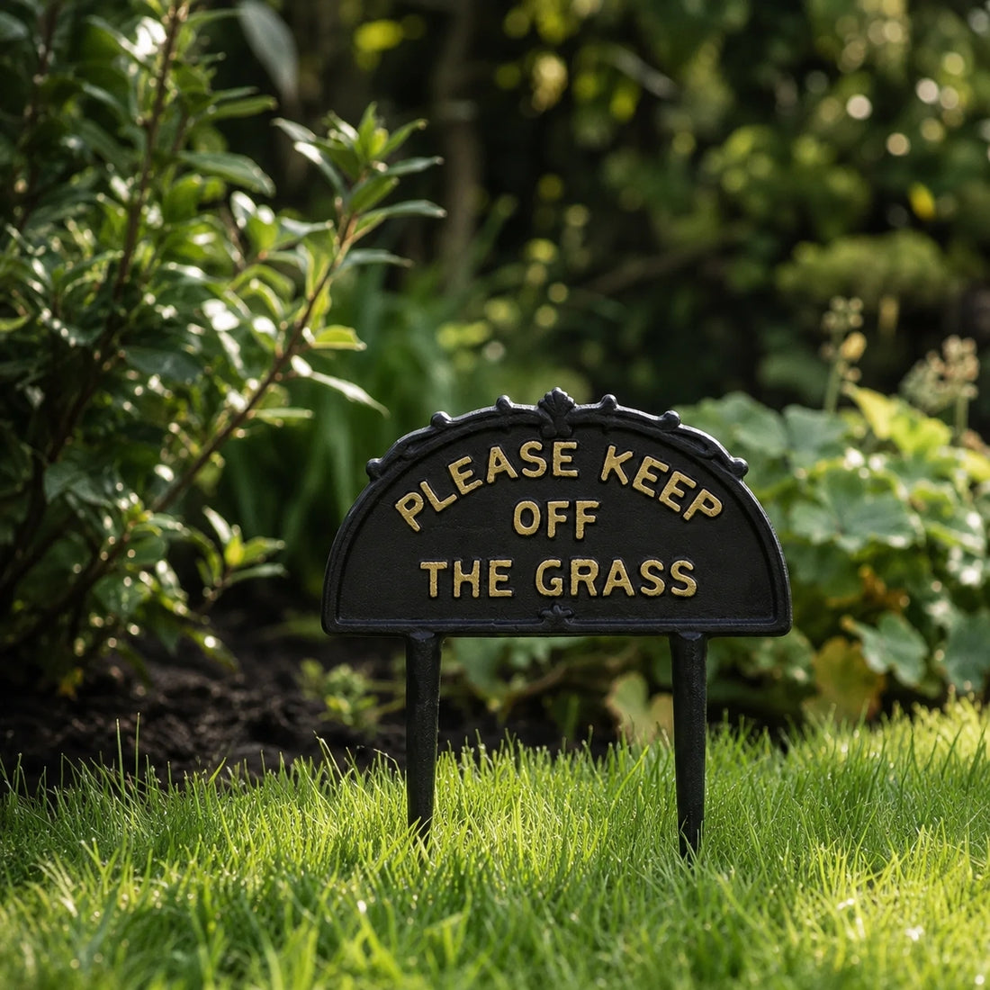 "Please Keep Off the Grass" Cast Iron Garden Stake Sign, 10.3" GB78013 shot 1