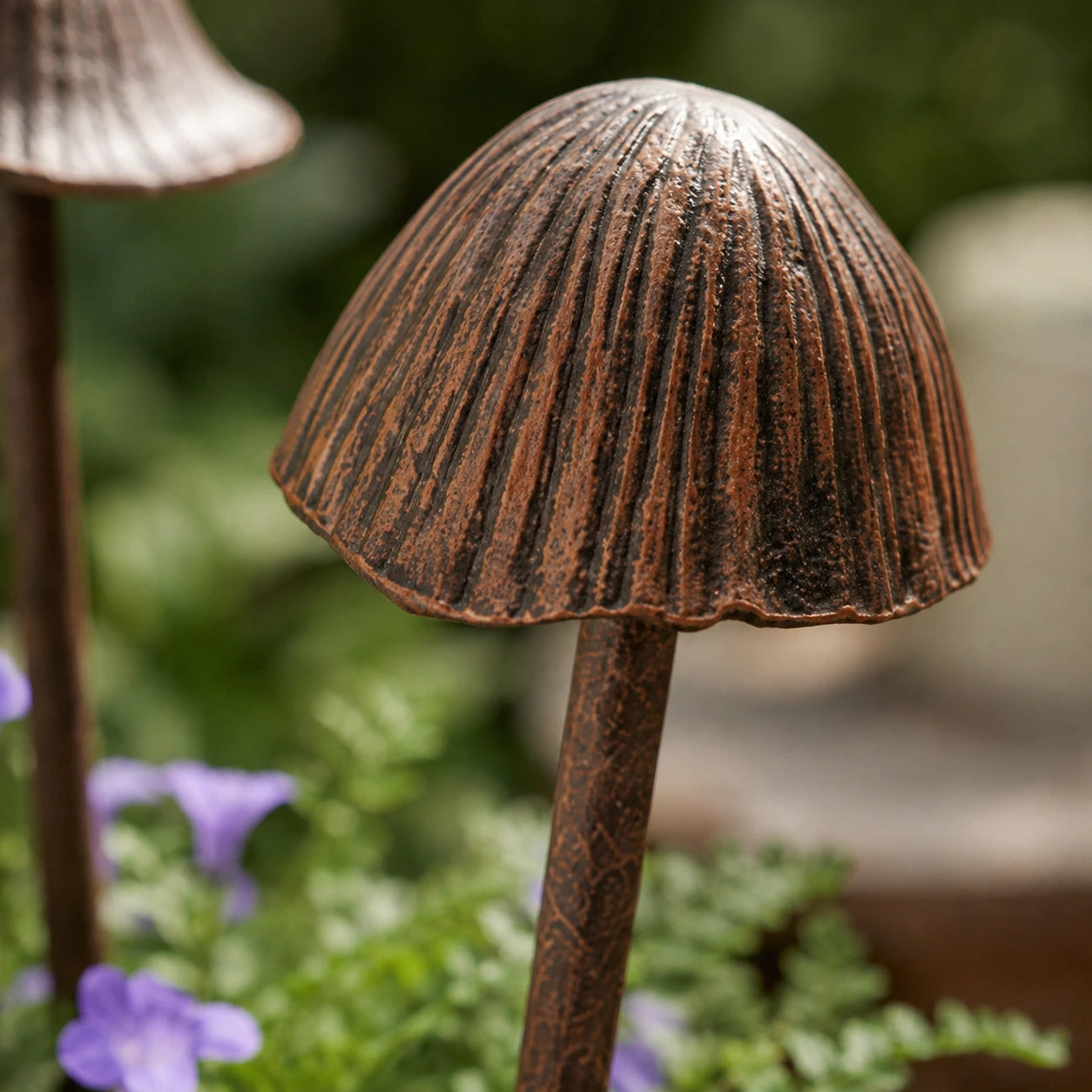 Mushroom Garden Stakes, Cast Iron Set of 2, Aged Copper Finish, 13" GB78014AB shot 3
