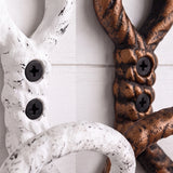 Nautical Rope Wall Hooks, Cast Iron Set of 2, White and Copper, 4.8" GB78016AB shot 2