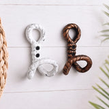Nautical Rope Wall Hooks, Cast Iron Set of 2, White and Copper, 4.8" GB78016AB shot 1