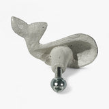 Whale drawer pull cast iron hardware showing curved back and screw attachment