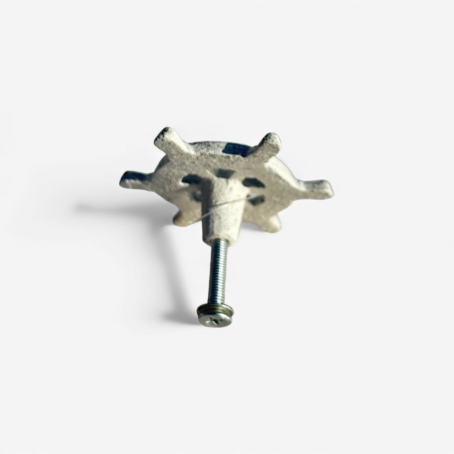 Ship Wheel Cabinet Knob, Distressed White Nautical Pull