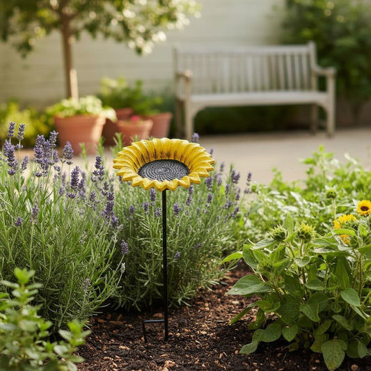 Sunflower Bird Feeder Cast Iron Garden Stake
