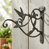 Hummingbird Plant Hanger, Cast Iron Wall Bracket, Natural Iron, 10.3" GB78025 shot 3