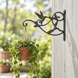 Hummingbird Plant Hanger, Cast Iron Wall Bracket, Natural Iron, 10.3" GB78025 shot 1