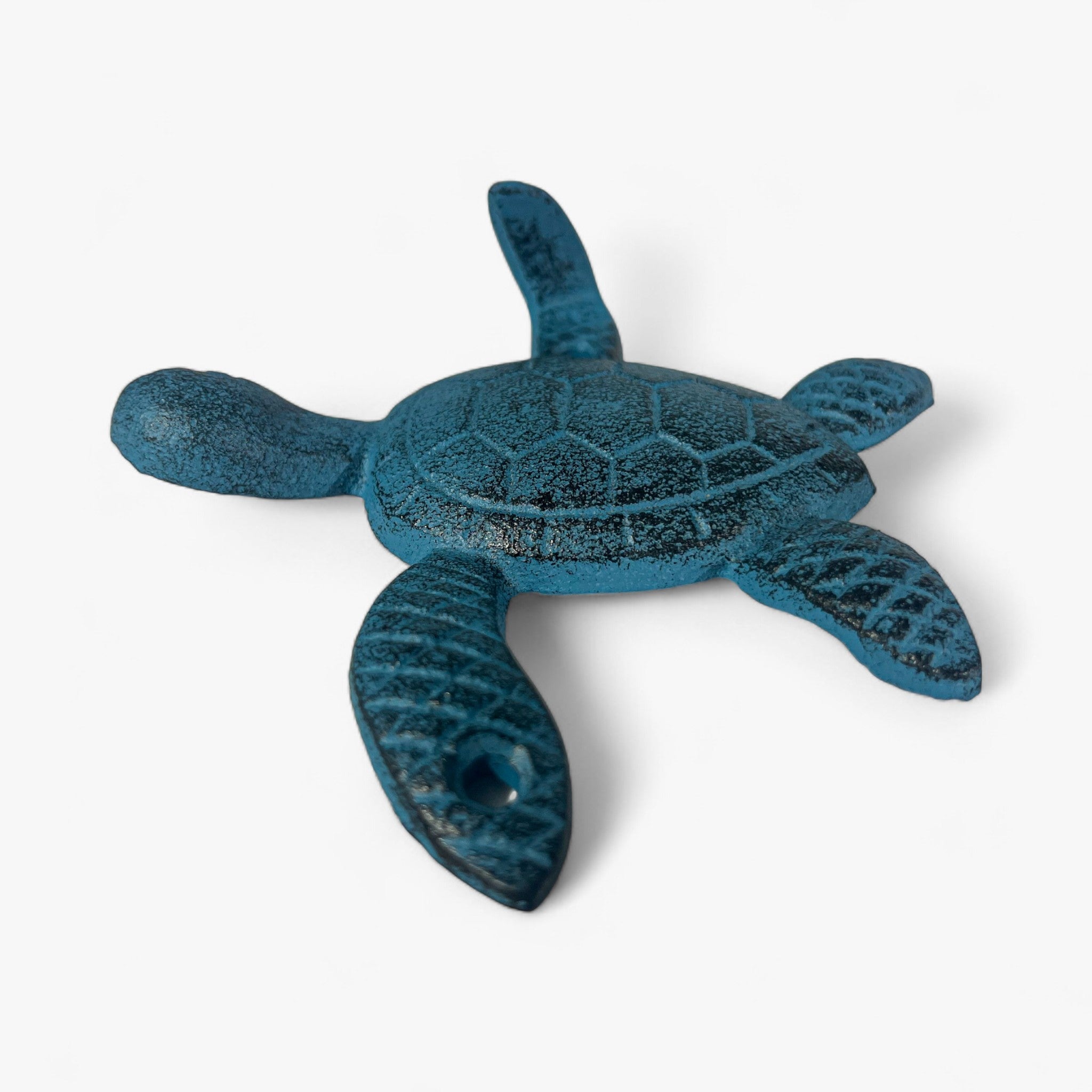 Gold antique cast iron sea turtle hook with weathered finish and articulated limbs