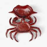 Burgundy cast iron crab key box top view showing hinged shell design and claws