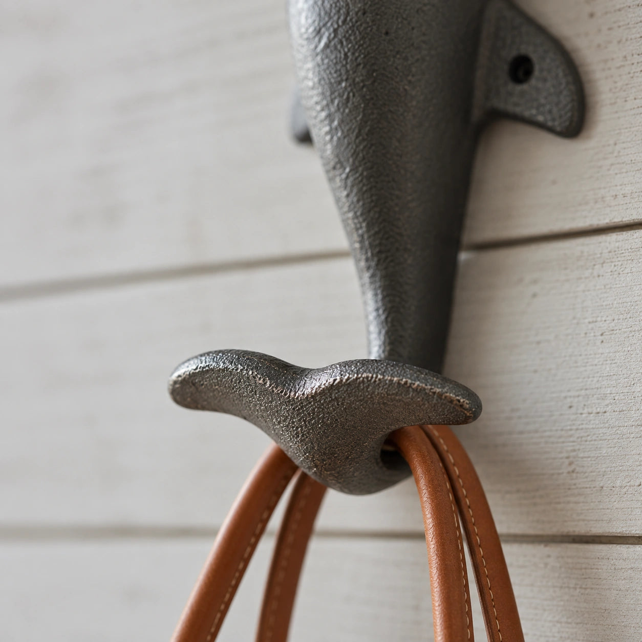 Dolphin Tail Wall Hook, Cast Iron Natural Finish for Keys or Towels, 6.5" GB78028 shot 3