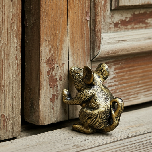 Mouse Door Stop Cast Iron Gold Decorative Bookend