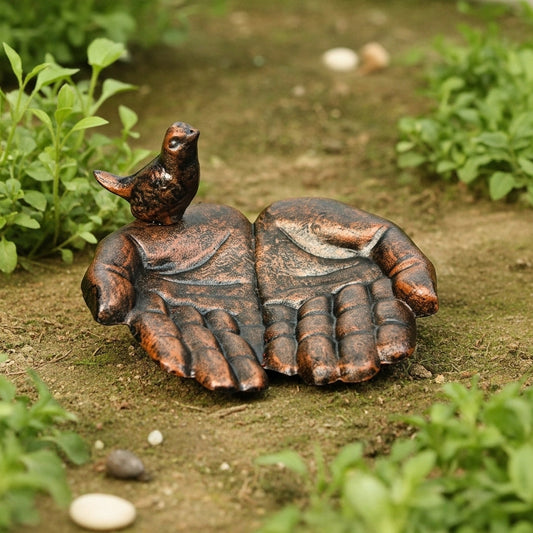 Hands Bird Feeder and Bath Cast Iron Rustic Garden Decor