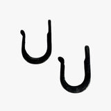 Three black cast iron wall mounted hooks, various sizes heavy duty hangers