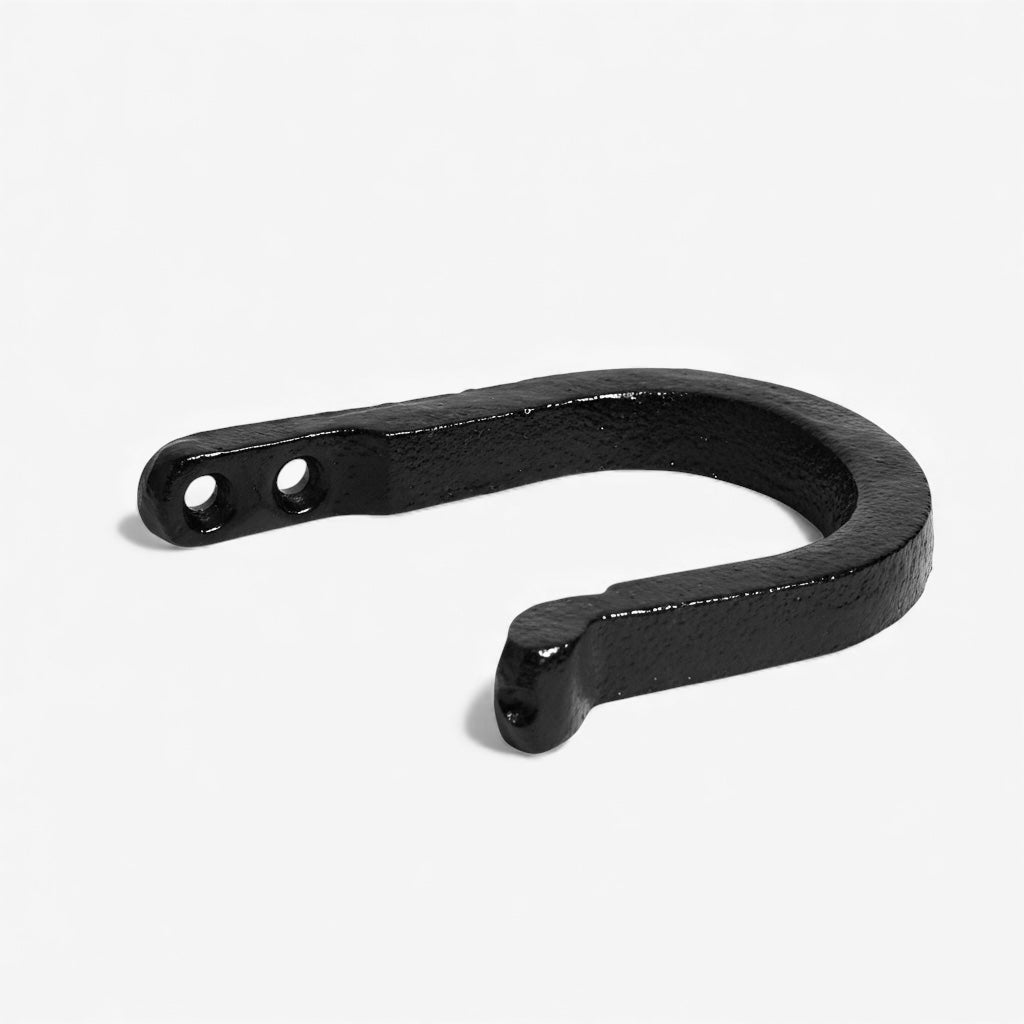 Textured black cast iron heavy duty hook with curved design mounting hardware