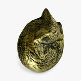 Gold antique finish fox knob showing textured detail and pointed ears