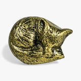 Cast iron fox drawer pull in distressed gold finish, angled three-quarter view