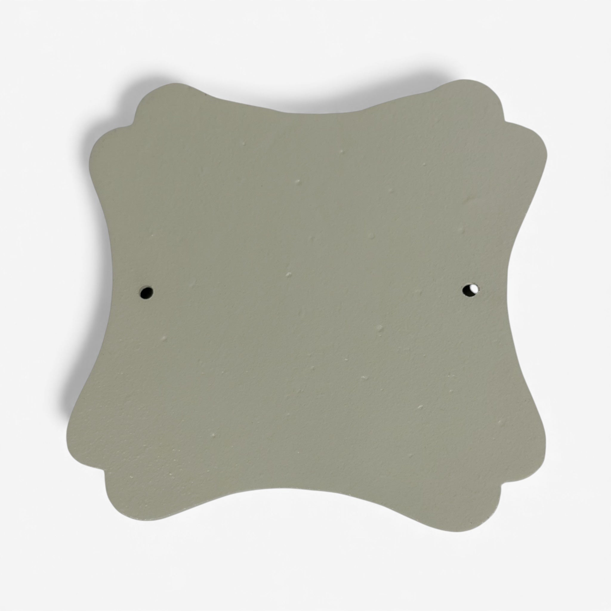 Plain white cast iron shaped plaque blank back, two mounting holes, garden decor