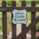 Please Close the Gate Cast Iron Wall Sign White and Black